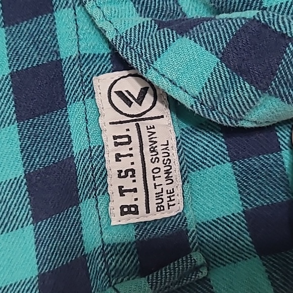 2 FOR💲1️⃣ Shaun White Aqua / Black Plaid Youth Size Large (12-14) Shirt - Picture 8 of 10